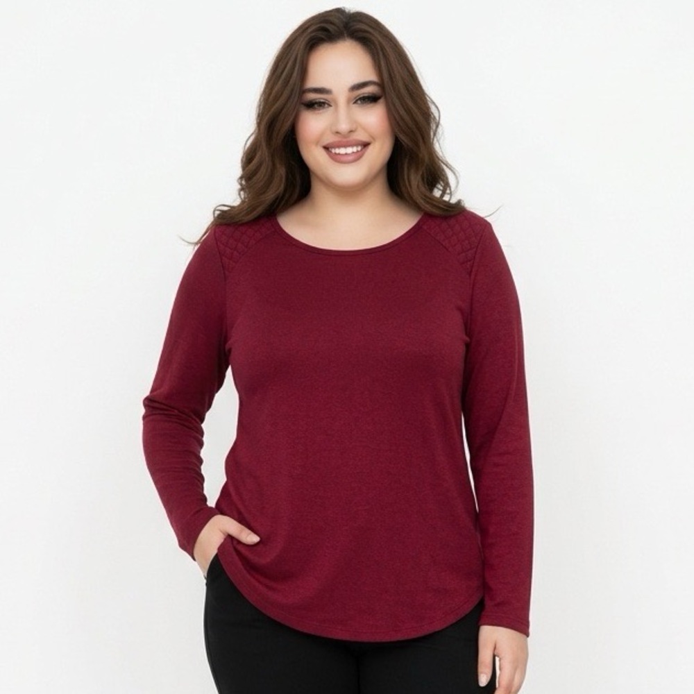 Women's Burgundy Long Sleeve Top